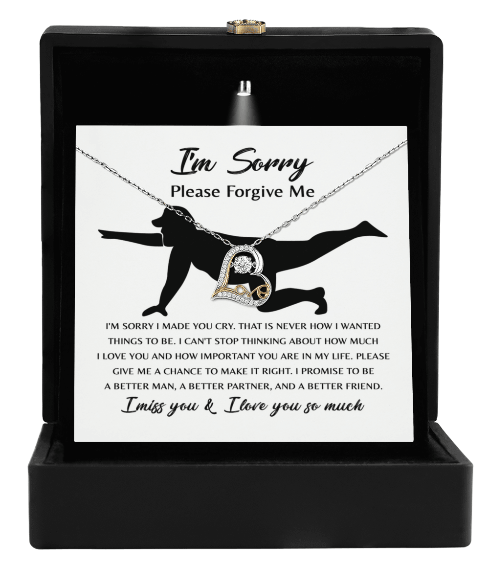 Apology Gift for Girlfriend, Wife, Soulmate - Sorry, Things To Be - Love Dancing Heart Pendant Necklace - Mallard Moon Gift Shop