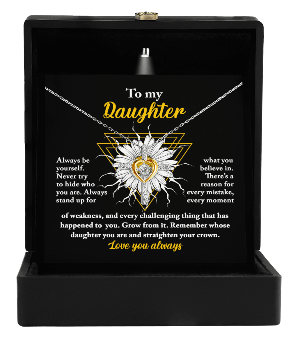 Daughter Gift for Birthday, Christmas Graduation - Be Yourself - Love Dancing Cross Pendant Necklace - Mallard Moon Gift Shop