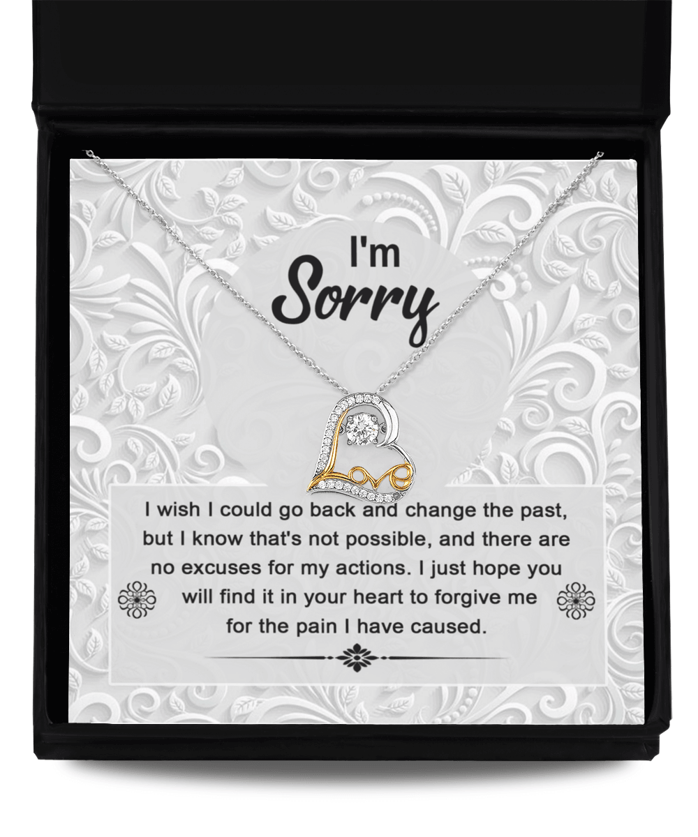 Apology Gift for Girlfriend, Wife, Soulmate - Sorry, Change The Past - Love Dancing Heart Pendant Necklace - Mallard Moon Gift Shop