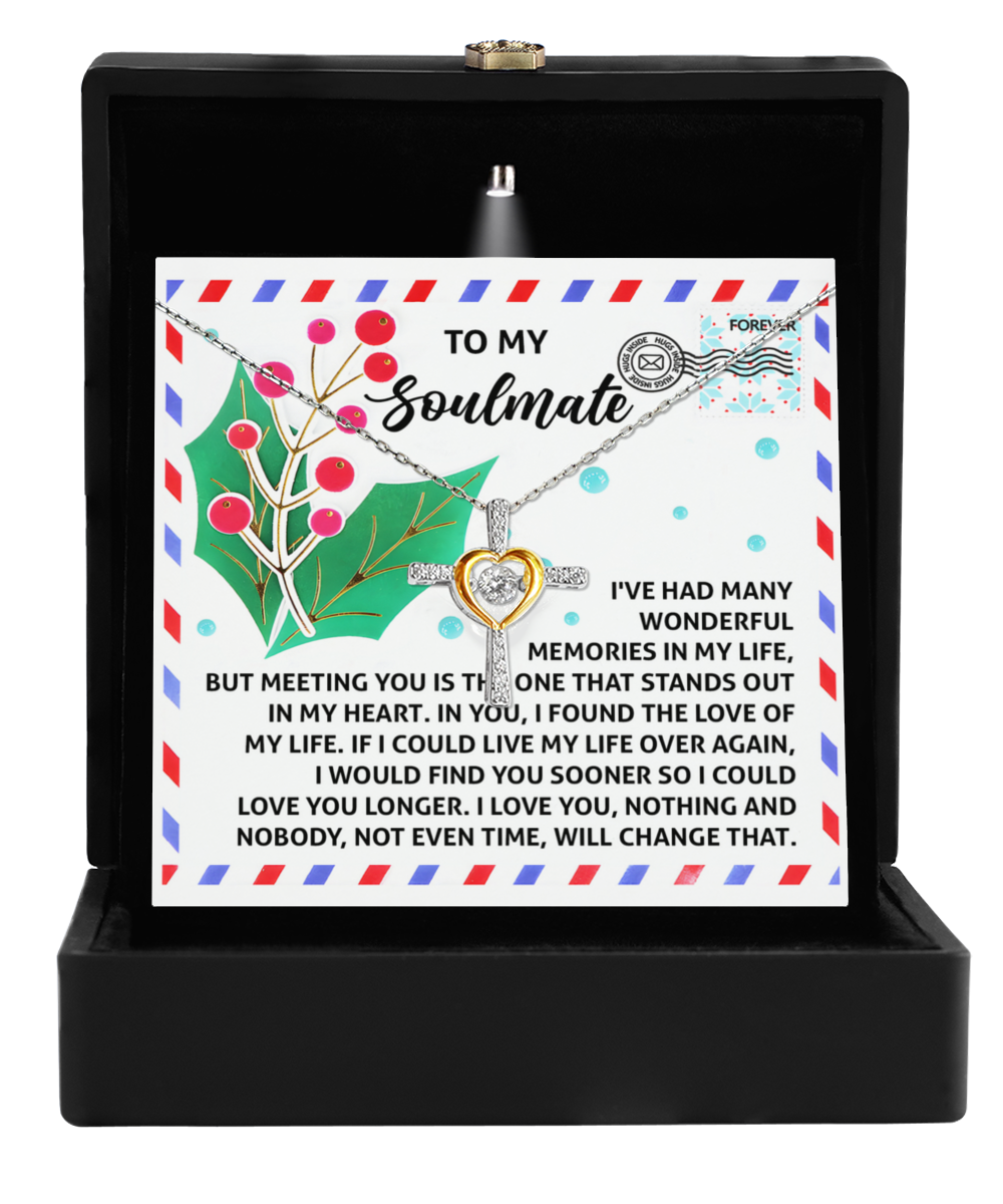 Soulmate, Wife, Girlfriend Romantic Gift - Love You Longer - Dancing Cross Pendant Necklace - Mallard Moon Gift Shop