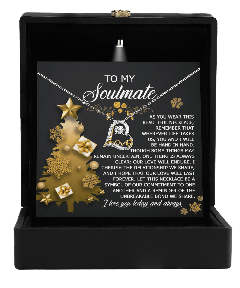 To My Soulmate Our Love Will Last Forever Romantic Christmas Anniversary Heart Pendant Necklace for Wife Girlfriend Jewelry - Mallard Moon Gift Shop