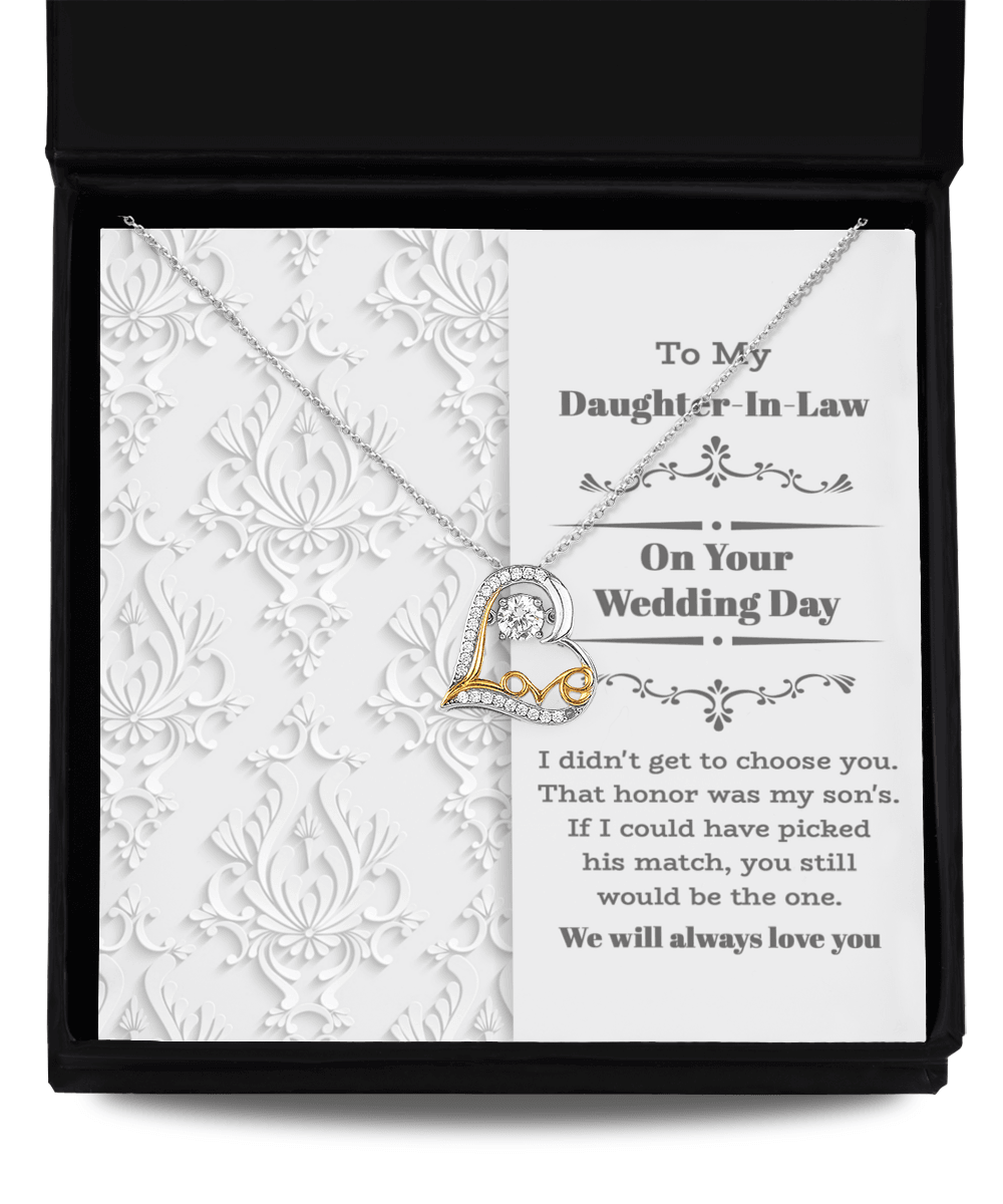Daughter-in-law - On Your Wedding Day - Love Heart Pendant Necklace Gift for Bride Daughter in Law Jewelry - Mallard Moon Gift Shop