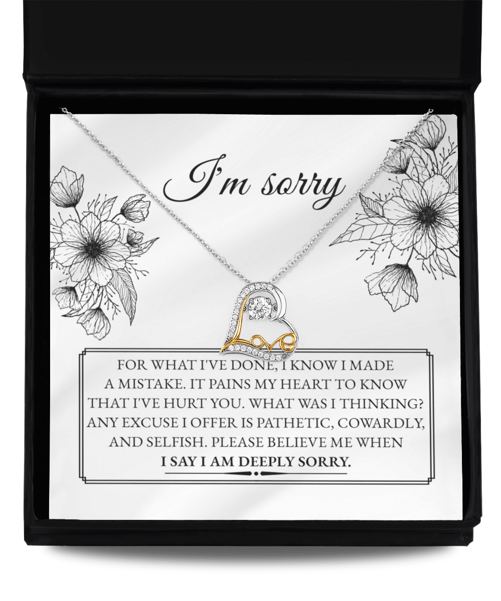 Apology Gift for Girlfriend, Wife, Soulmate - Sorry, Made A Mistake - Love Dancing Heart Pendant Necklace - Mallard Moon Gift Shop