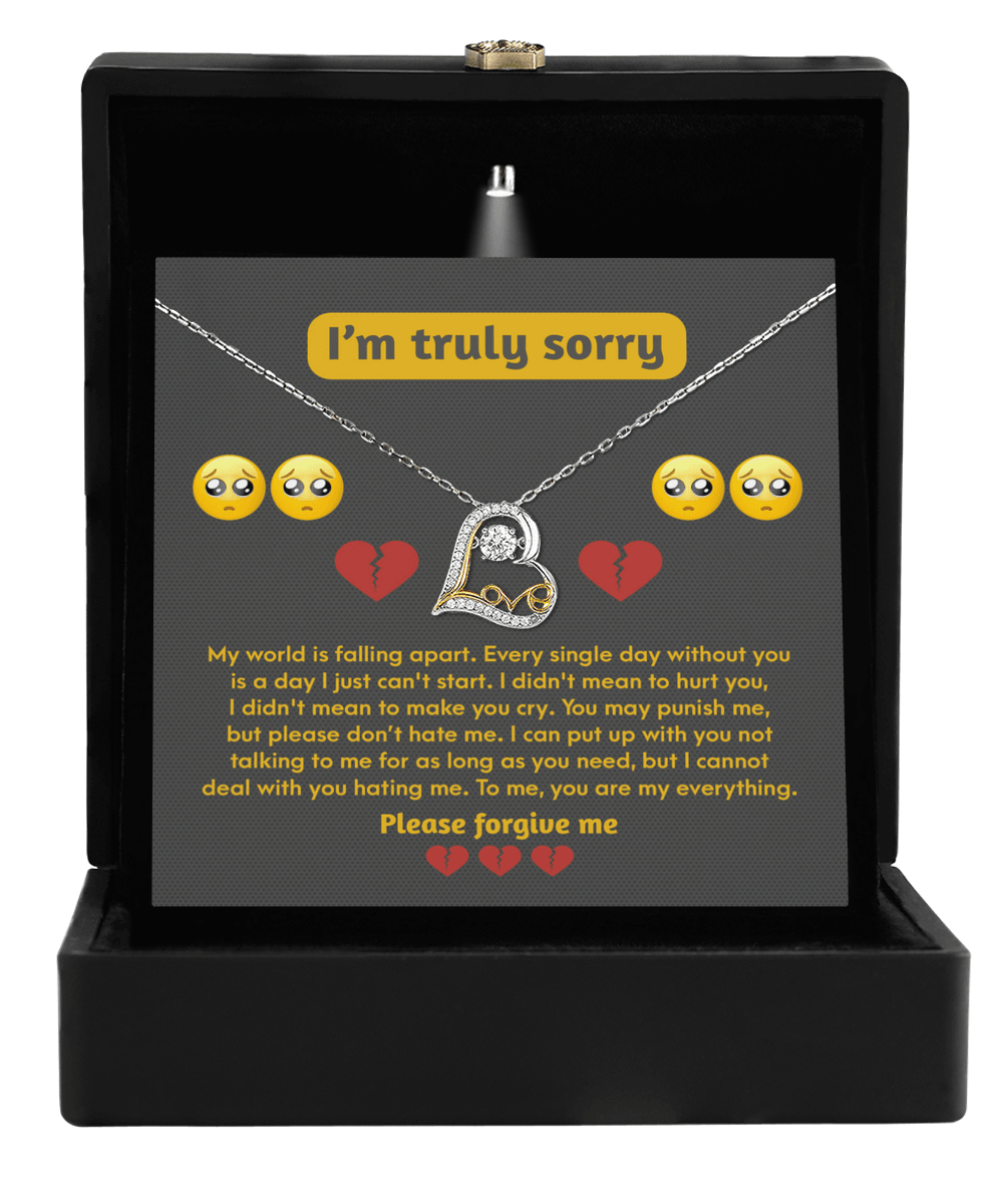 Apology Gift for Girlfriend, Wife, Soulmate - Sorry, Make You Cry - Love Dancing Heart Pendant Necklace - Mallard Moon Gift Shop