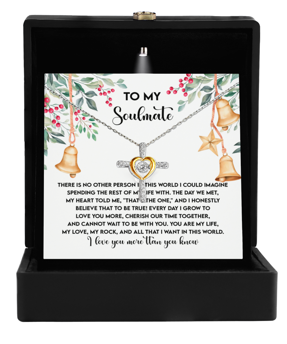 To My Soulmate You Are My Life, My Rock, My Love Dancing Cross Pendant Necklace - Mallard Moon Gift Shop