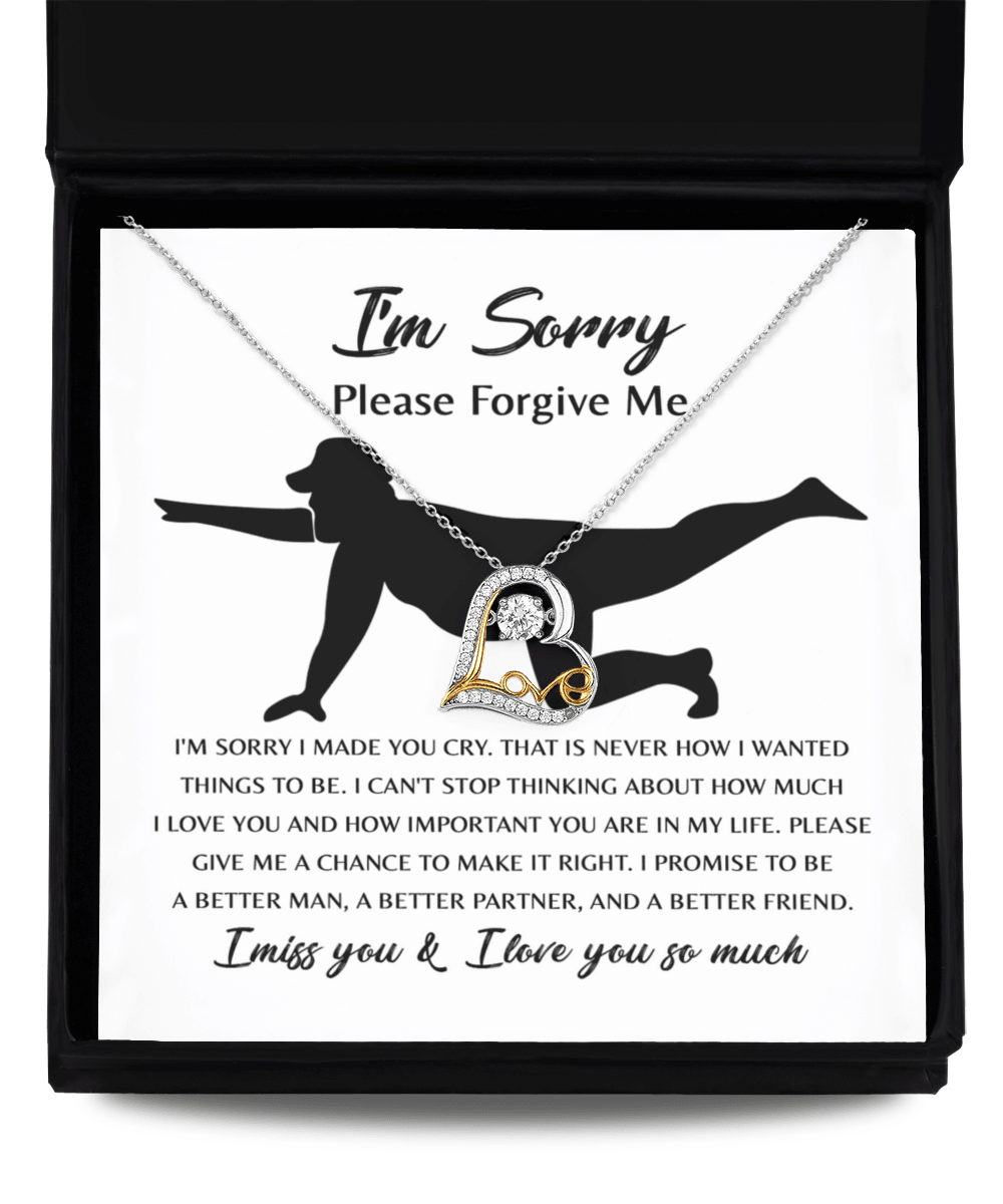 Apology Gift for Girlfriend, Wife, Soulmate - Sorry, Things To Be - Love Dancing Heart Pendant Necklace - Mallard Moon Gift Shop