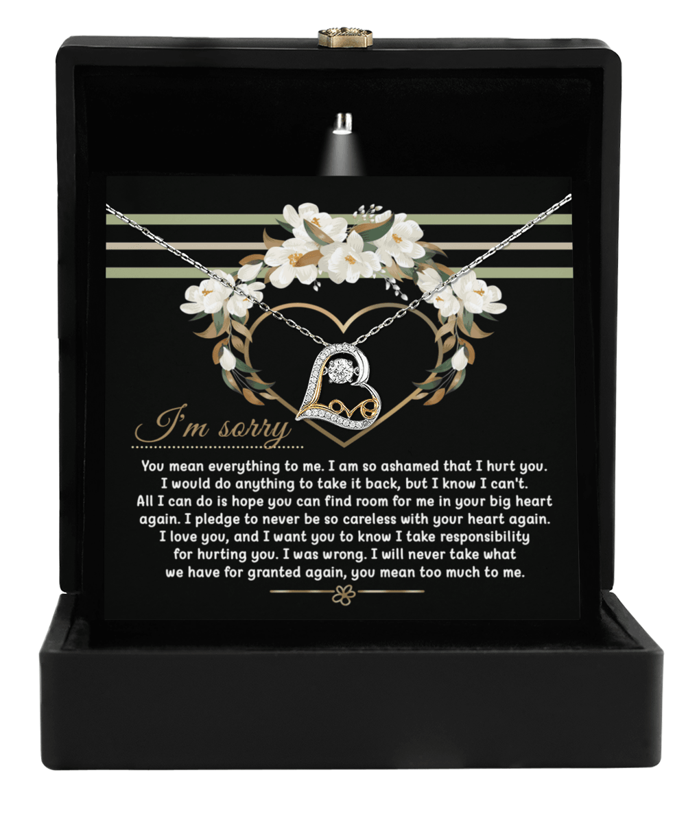 Apology Gift for Girlfriend, Wife, Soulmate - Sorry, Big Heart - Love Dancing Heart Pendant Necklace - Mallard Moon Gift Shop