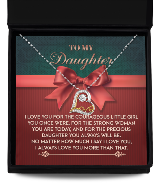 Daughter Gift - You Always Will Be - Love Dancing Heart Pendant Necklace - Mallard Moon Gift Shop