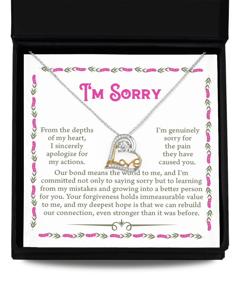 Gift for Girlfriend, Wife - Sorry, A Better Person - Love Dancing Heart Pendant Necklace - Mallard Moon Gift Shop