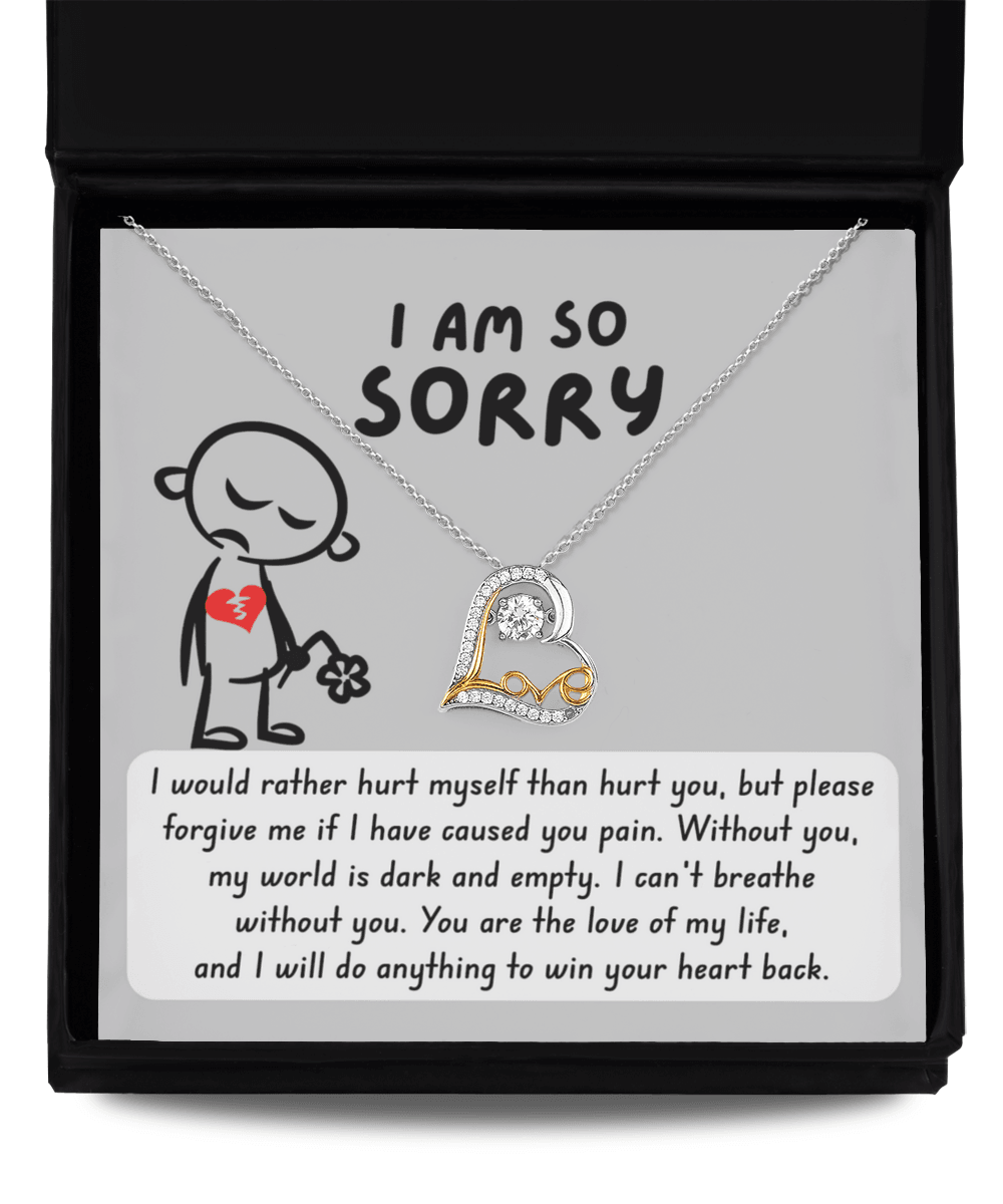 Apology Gift for Girlfriend, Wife, Soulmate - Sorry, Dark And Empty - Love Dancing Heart Pendant Necklace - Mallard Moon Gift Shop