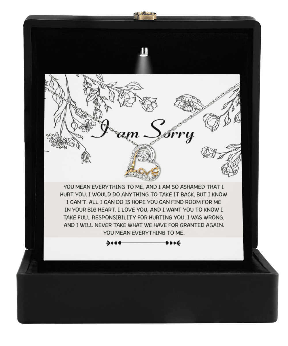Apology Gift for Girlfriend, Wife, Soulmate - Sorry, Your Big Heart - Love Dancing Heart Pendant Necklace - Mallard Moon Gift Shop