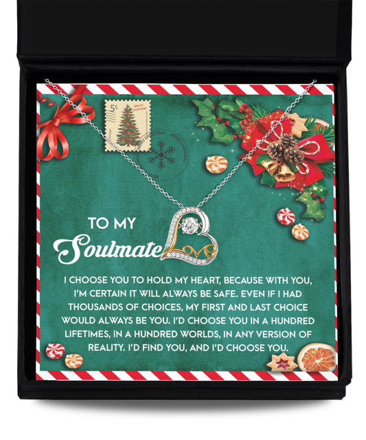 Soulmate Romantic Gift - Be Safe - Love Dancing Heart Pendant Necklace - Mallard Moon Gift Shop