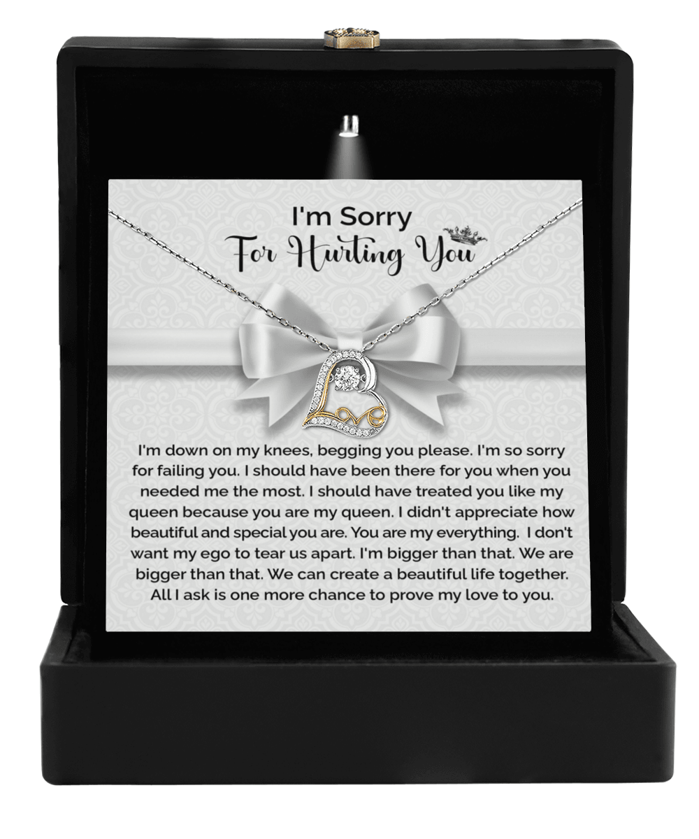 Apology Gift for Girlfriend, Wife, Soulmate - Sorry, My Queen - Love Dancing Heart Pendant Necklace - Mallard Moon Gift Shop
