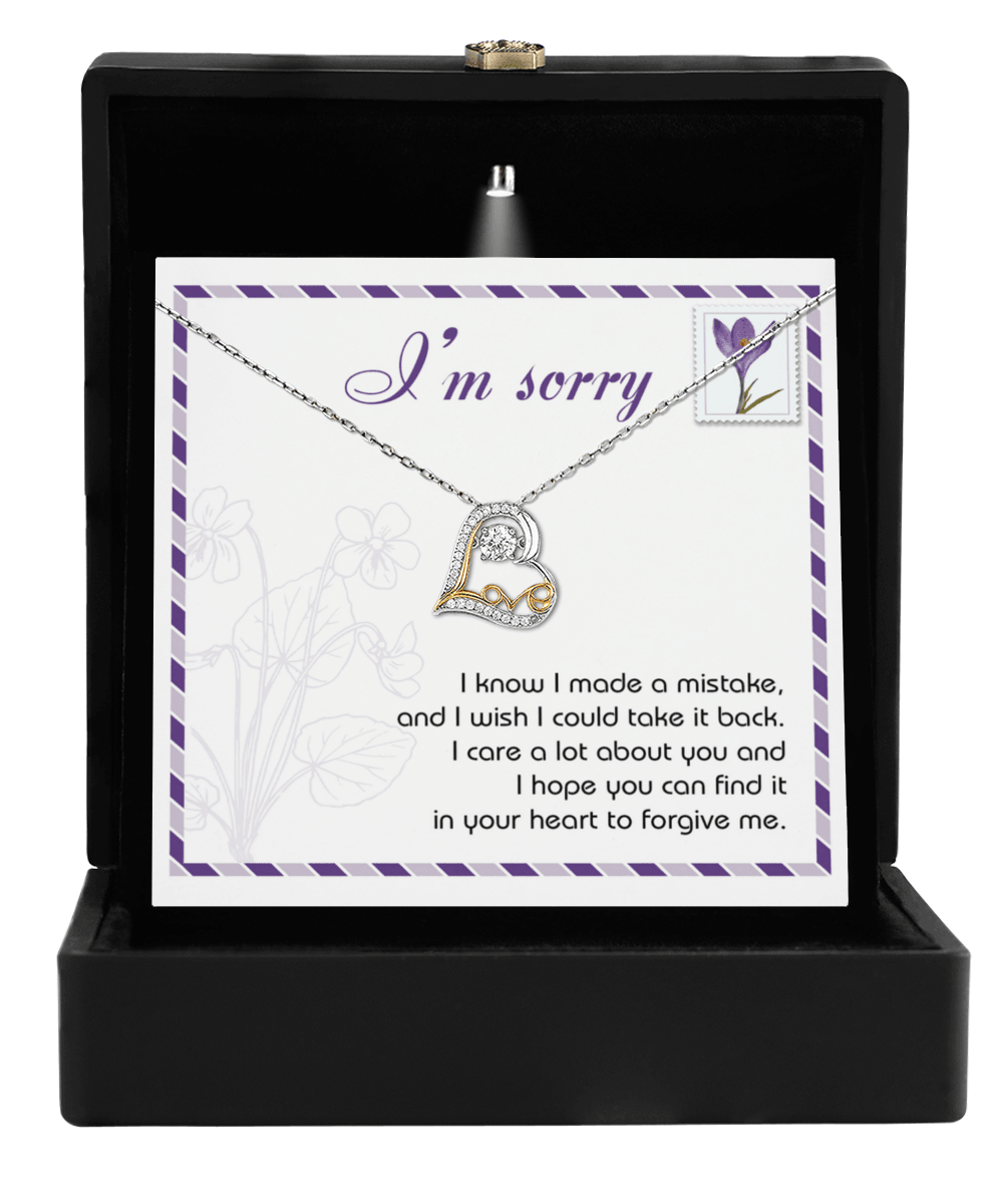Gift for Girlfriend, Wife - Sorry, Take It Back - Love Heart Pendant Necklace - Mallard Moon Gift Shop