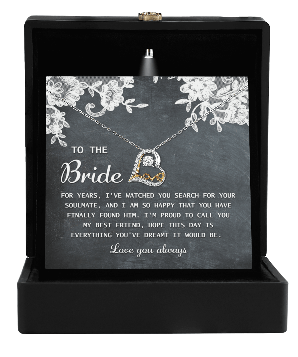 Bride Wedding Day Gift - My Best Friend - Love Dancing Heart Pendant Necklace - Mallard Moon Gift Shop
