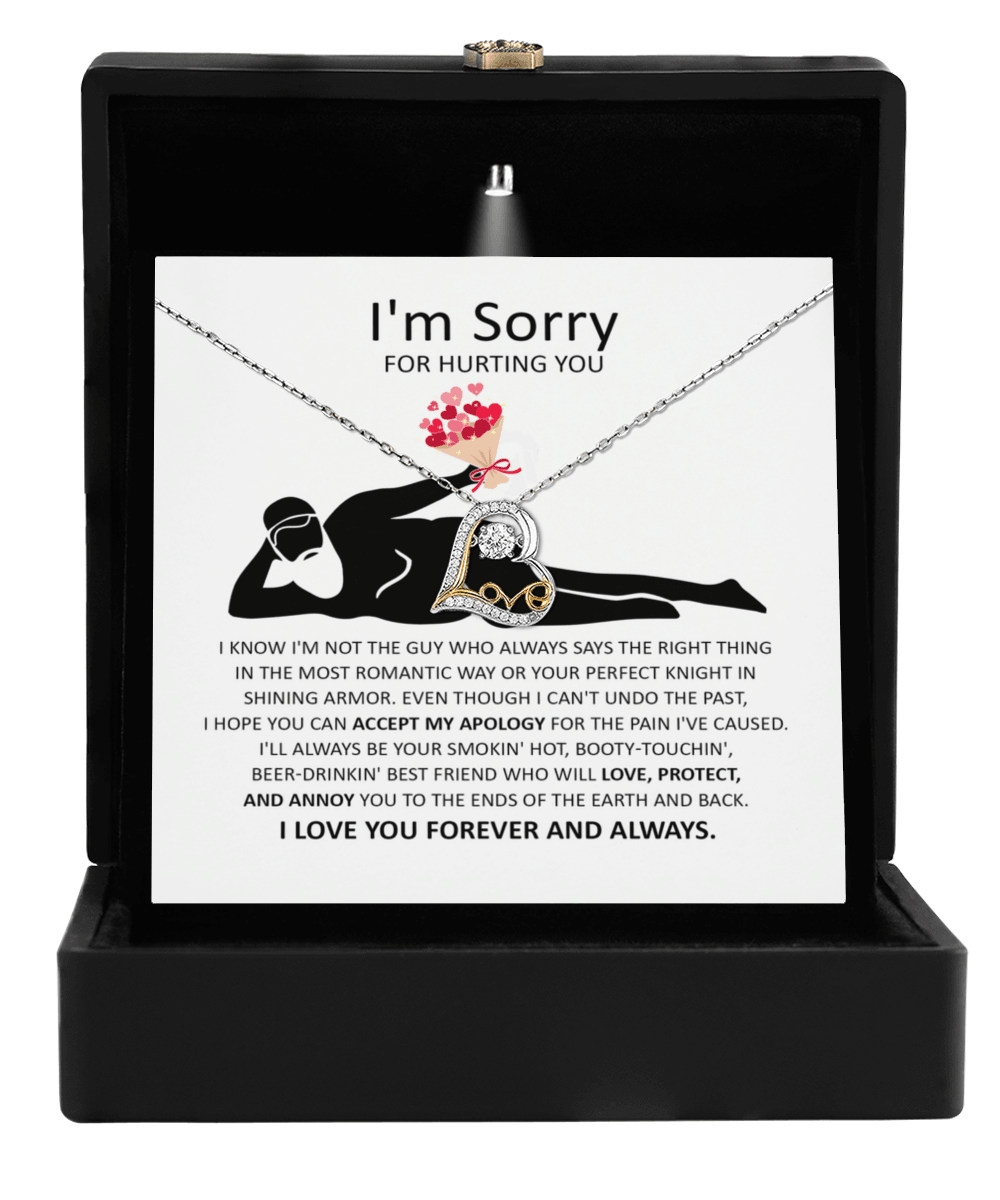 Apology Gift for Girlfriend, Wife, Soulmate - Sorry, The Most Romantic - Love Dancing Heart Pendant Necklace - Mallard Moon Gift Shop