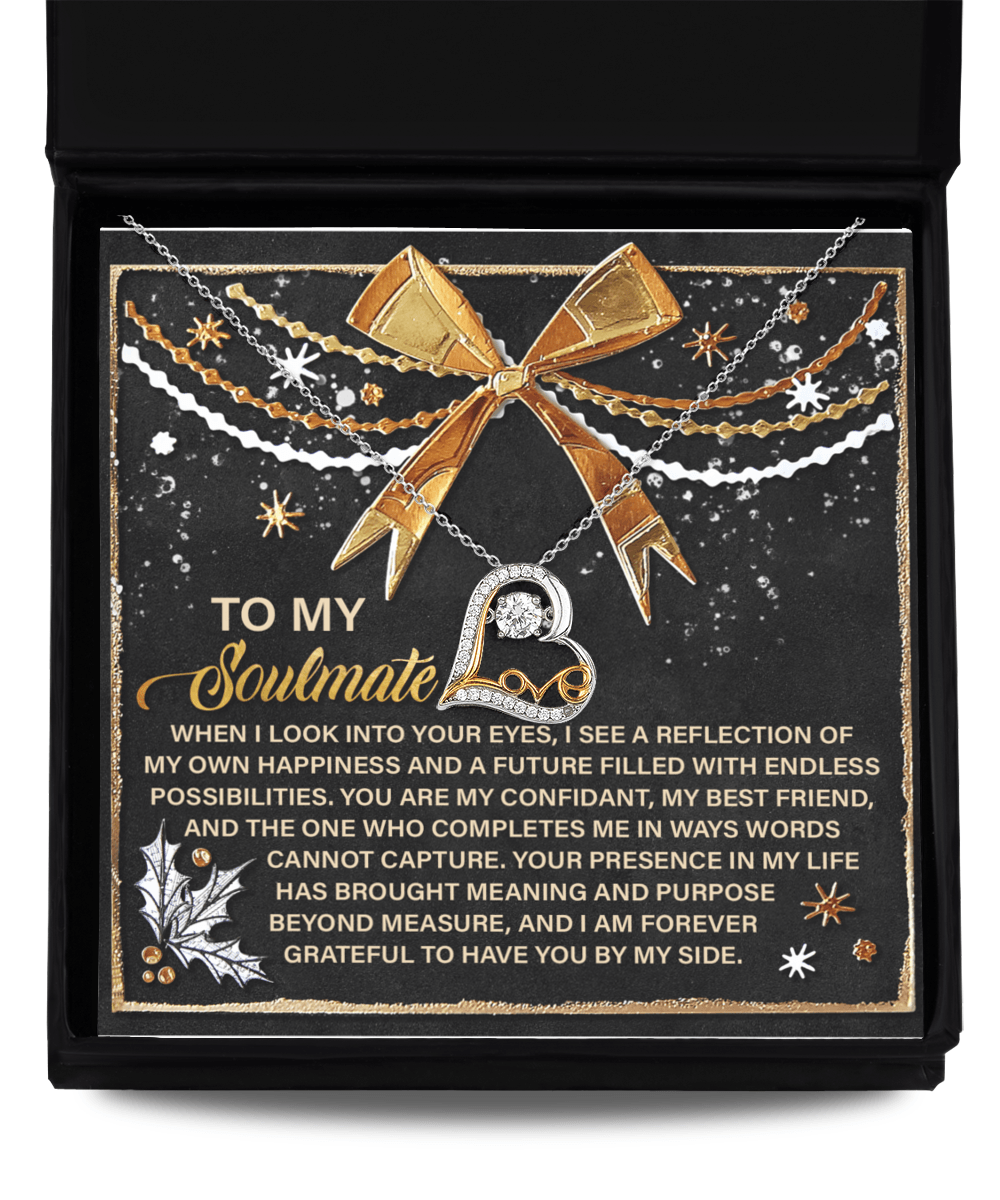 To My Soulmate Forever Grateful By My Side Christmas Anniversary Heart Pendant Necklace for Wife Girlfriend Jewelry - Mallard Moon Gift Shop