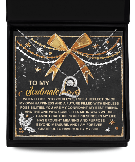 To My Soulmate Forever Grateful By My Side Christmas Anniversary Heart Pendant Necklace for Wife Girlfriend Jewelry - Mallard Moon Gift Shop
