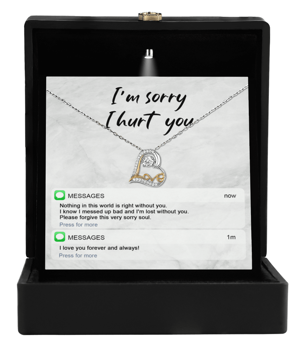 Apology Gift for Girlfriend, Wife, Soulmate - Sorry, Lost Without You - Love Heart Pendant Necklace - Mallard Moon Gift Shop