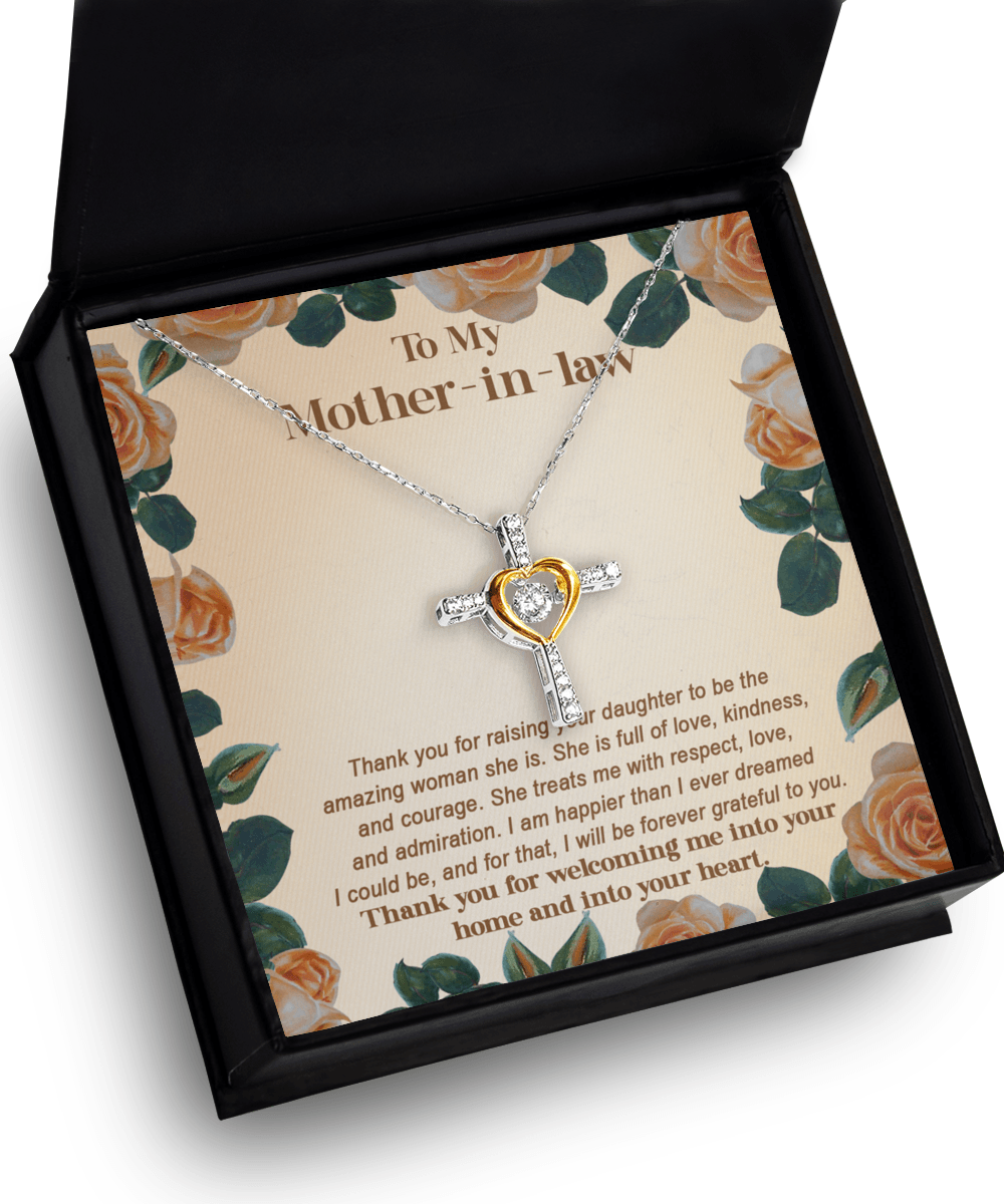 Gift for Mother-in-Law Thank You for Raising an Amazing Woman Cross Pendant Necklace - Mallard Moon Gift Shop