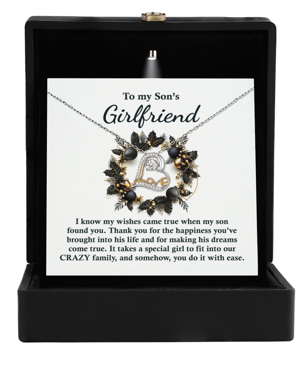 Gift for Son's Girlfriend - My Wishes Came True When He Found You - Love Dancing Heart Pendant Necklace - Mallard Moon Gift Shop
