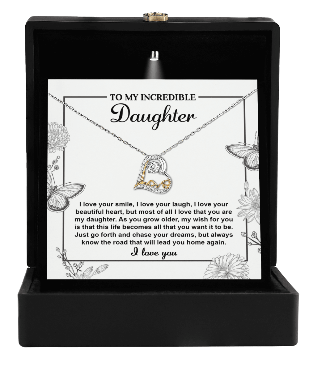Gift for Daughter with Inspirational Message -I Love Your Smile - Lead You Home Love Heart Necklace - Mallard Moon Gift Shop