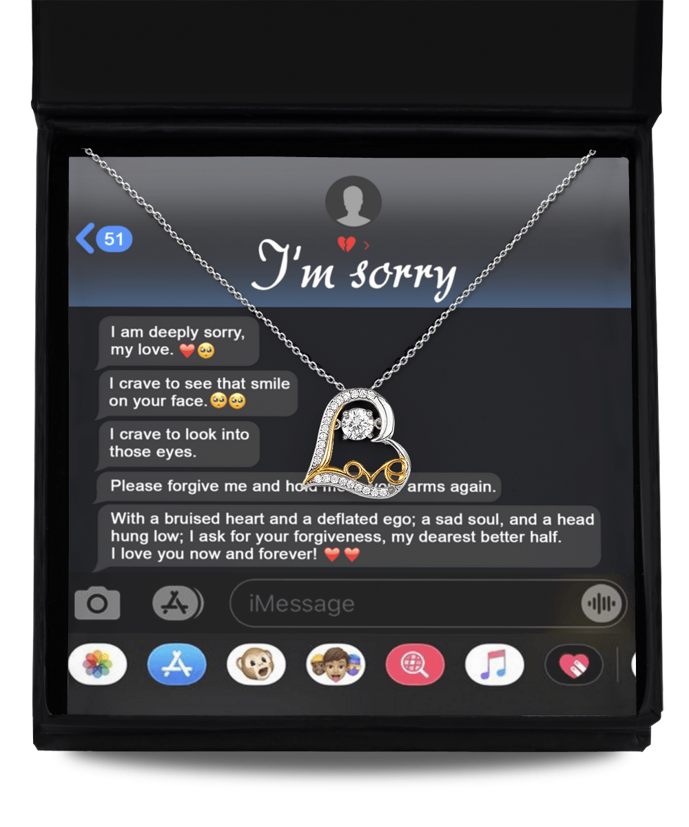 Apology Gift for Girlfriend, Wife, Soulmate - Sorry, Rebuild Our Connection - Love Heart Pendant Necklace - Mallard Moon Gift Shop