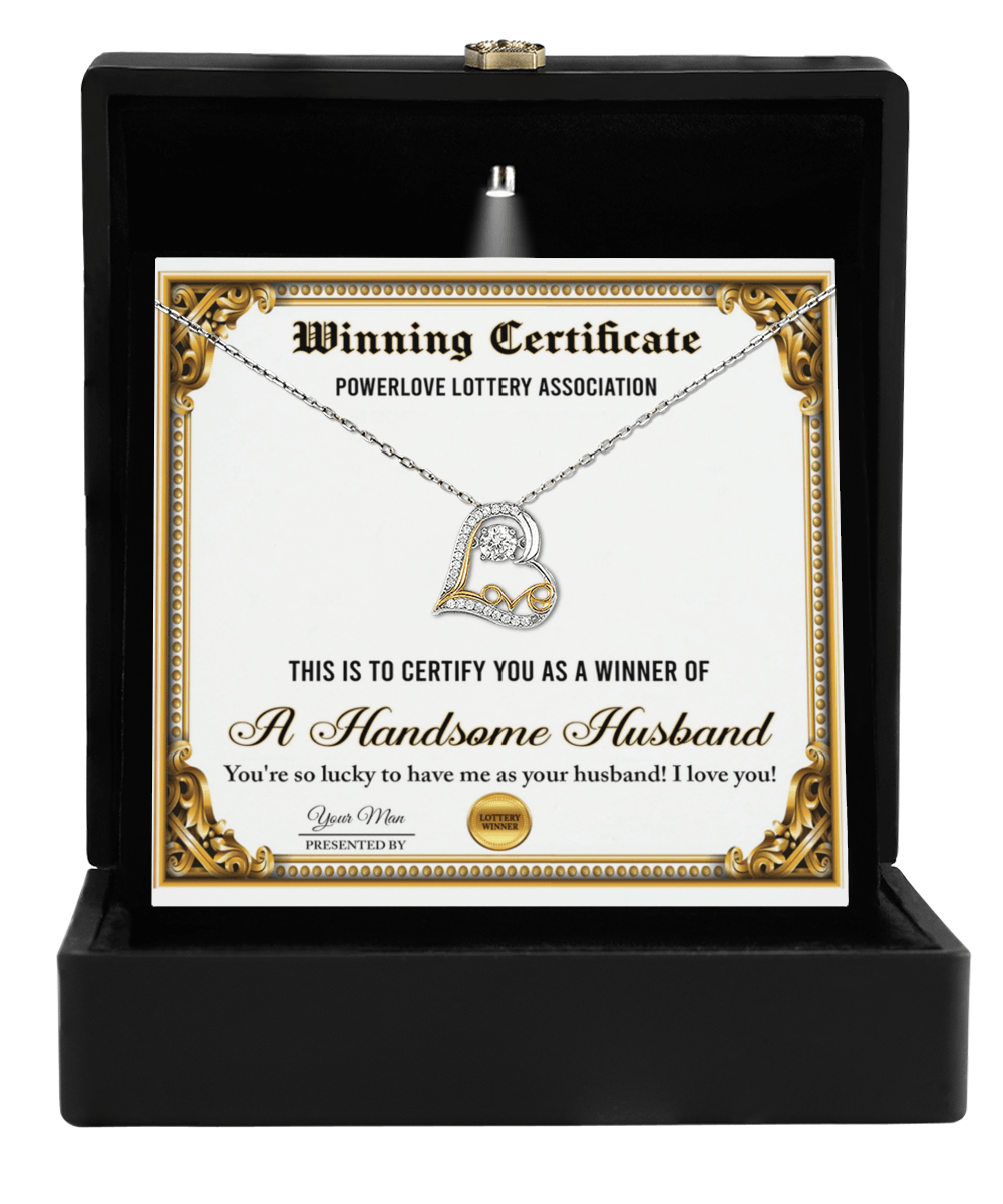 Wife Wedding Day, Anniversary, Birthday Gift - Winning Certificate - Love Dancing Heart Pendant Necklace - Mallard Moon Gift Shop