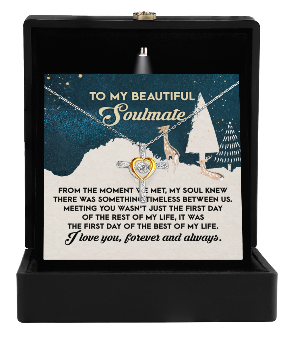 Soulmate, Wife, Girlfriend Romantic Gift - Best of my Life - Dancing Cross Pendant Necklace - Mallard Moon Gift Shop