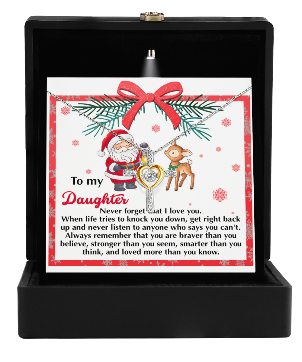 Daughter Heartfelt Gift- Get Back Up - Dancing Cross Pendant Necklace - Mallard Moon Gift Shop