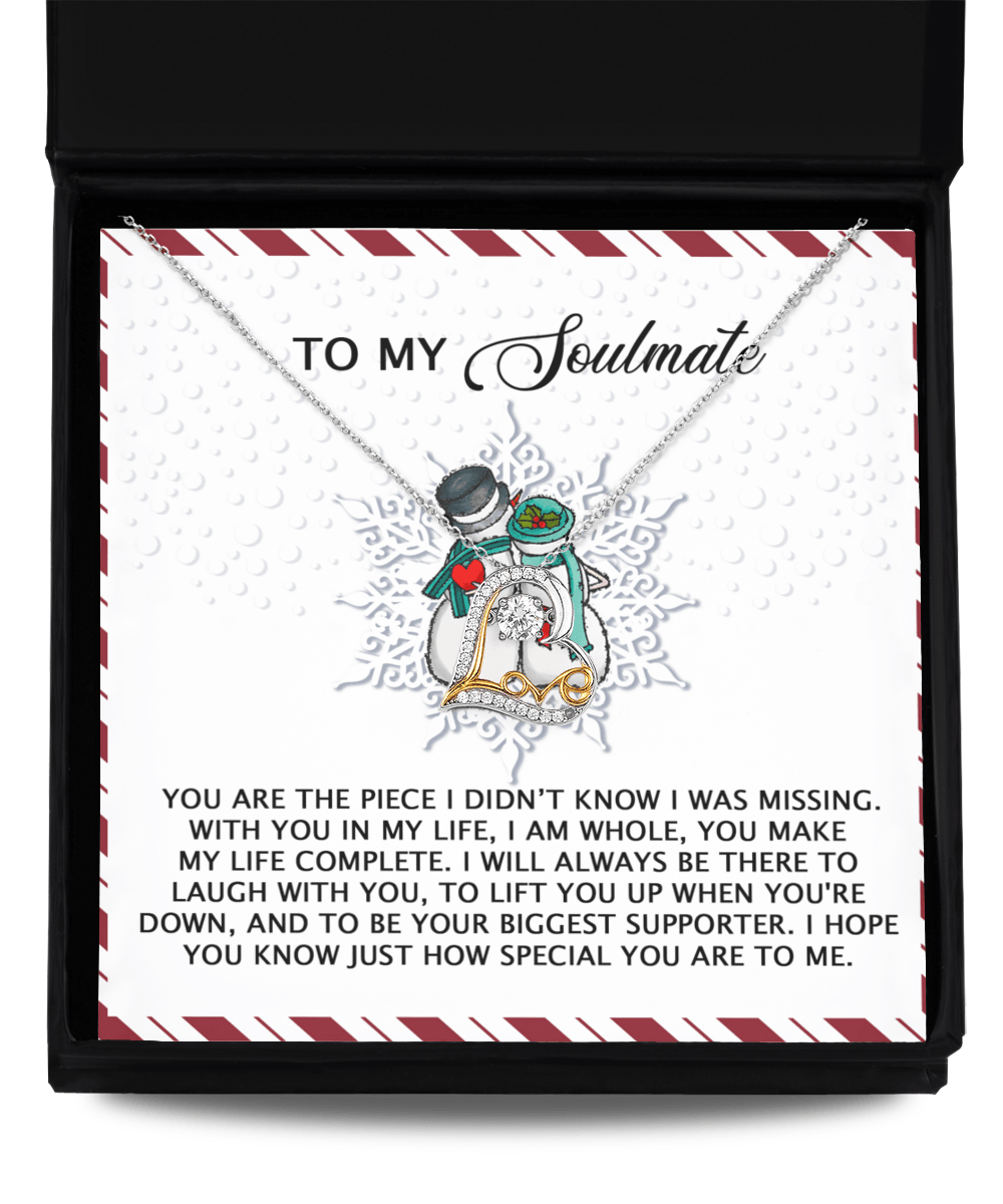 To My Soulmate You Are the Missing Piece Christmas Anniversary Heart Pendant Necklace for Wife Girlfriend Jewelry - Mallard Moon Gift Shop