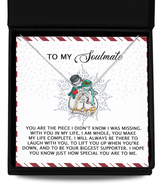 To My Soulmate You Are the Missing Piece Christmas Anniversary Heart Pendant Necklace for Wife Girlfriend Jewelry - Mallard Moon Gift Shop