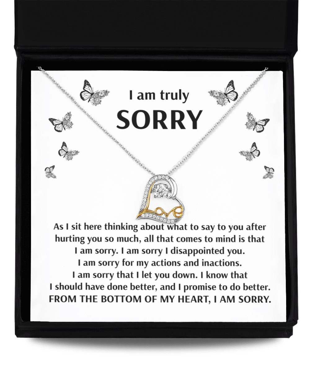 Apology Gift for Girlfriend, Wife, Soulmate - Sorry, Done Better - Love Dancing Heart Pendant Necklace - Mallard Moon Gift Shop