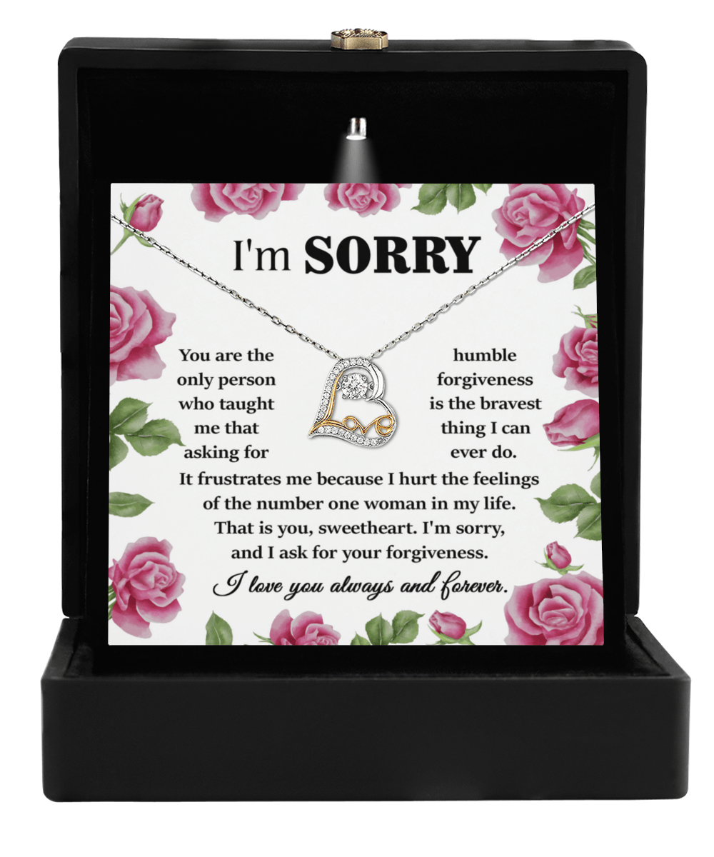 Apology Gift for Girlfriend, Wife, Soulmate-Sorry, Your Forgiveness-Love Dancing Heart Pendant Necklace - Mallard Moon Gift Shop