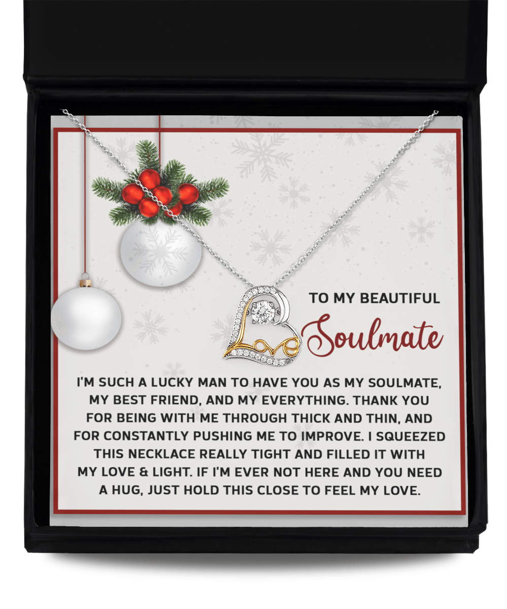 To My Beautiful Soulmate Feel My Love Christmas Anniversary Heart Pendant Necklace for Wife Girlfriend Jewelry - Mallard Moon Gift Shop