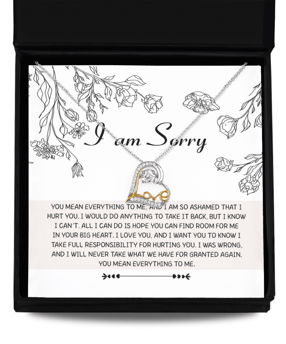 Apology Gift for Girlfriend, Wife, Soulmate - Sorry, Your Big Heart - Love Dancing Heart Pendant Necklace - Mallard Moon Gift Shop