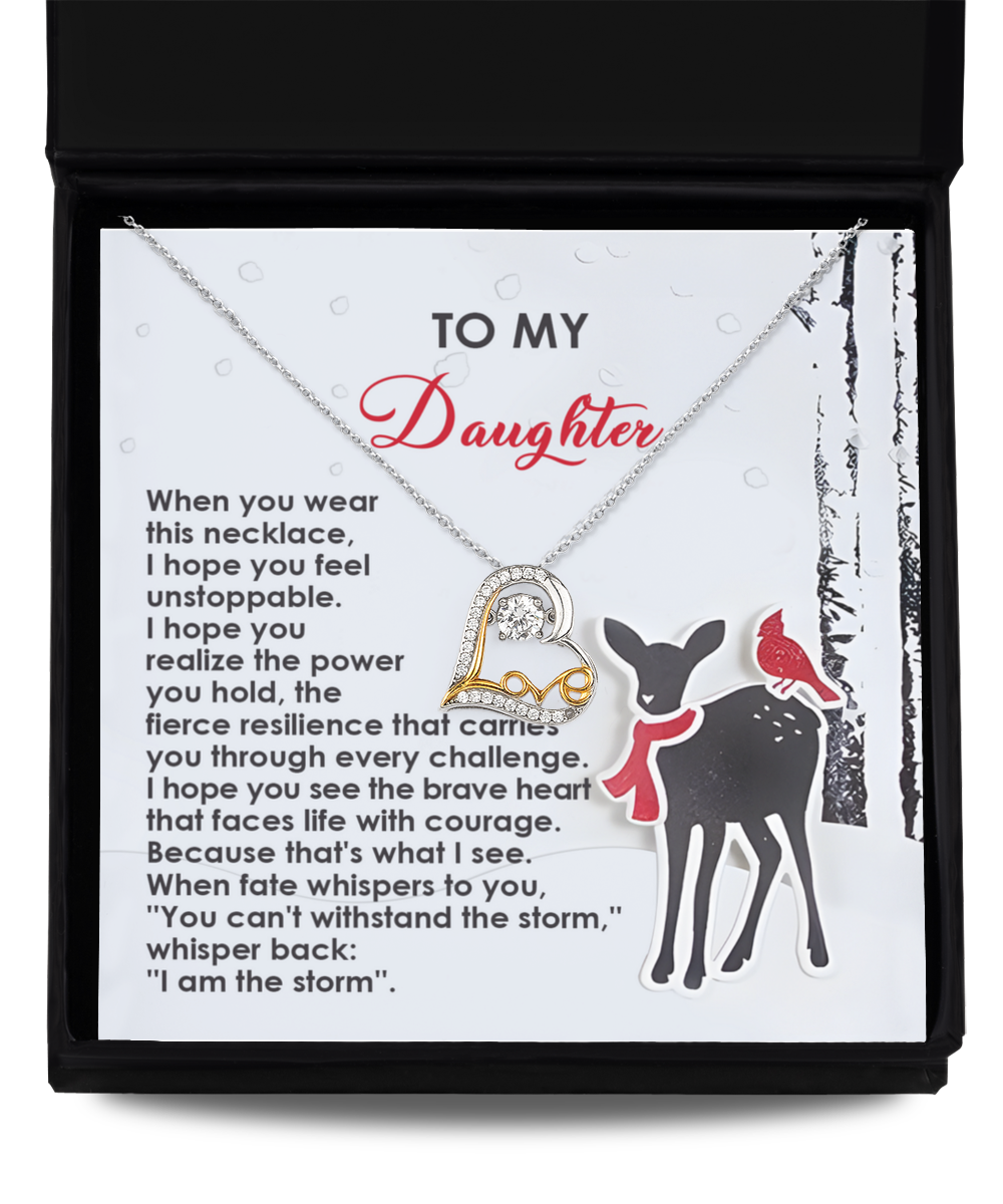 Gift for Daughter - Every Challenge - Love Dancing Heart Pendant Necklace - Mallard Moon Gift Shop