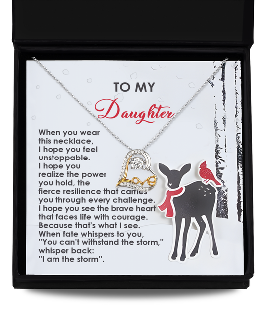 Gift for Daughter - Every Challenge - Love Dancing Heart Pendant Necklace - Mallard Moon Gift Shop