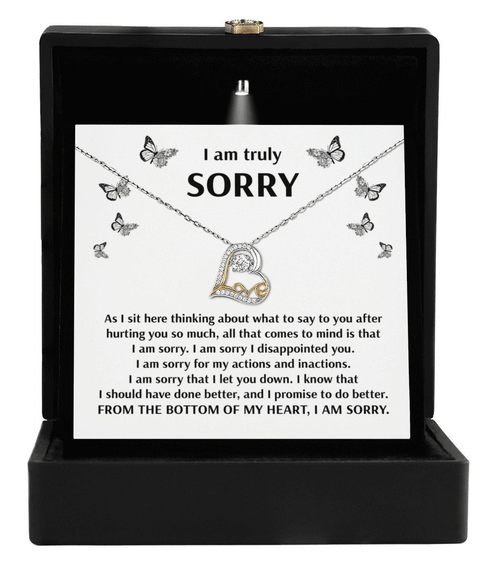 Apology Gift for Girlfriend, Wife, Soulmate - Sorry, Done Better - Love Dancing Heart Pendant Necklace - Mallard Moon Gift Shop