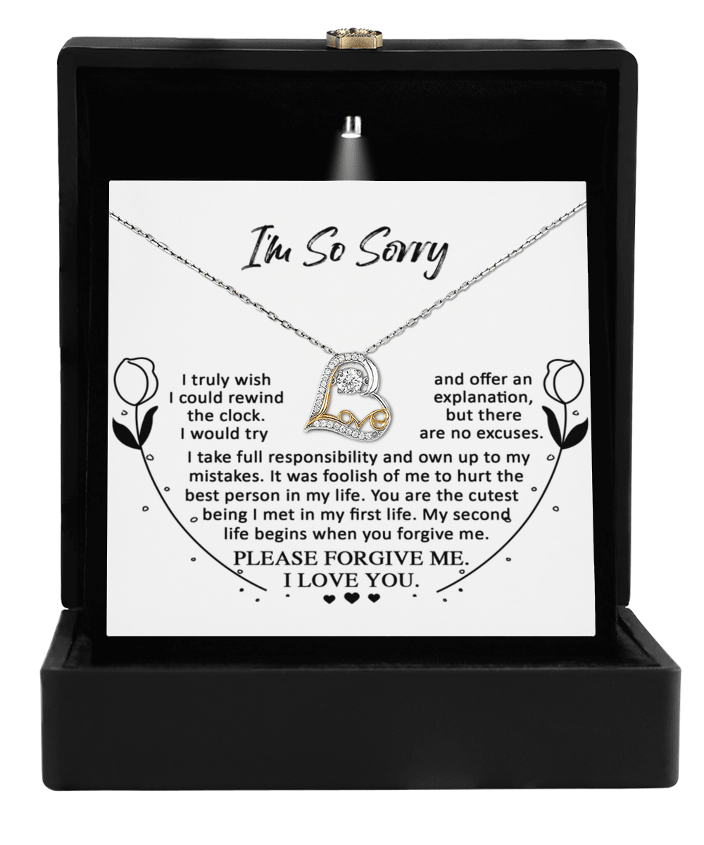 Apology Gift for Girlfriend, Wife, Soulmate - Sorry, My First Life - Love Dancing Heart Pendant Necklace - Mallard Moon Gift Shop
