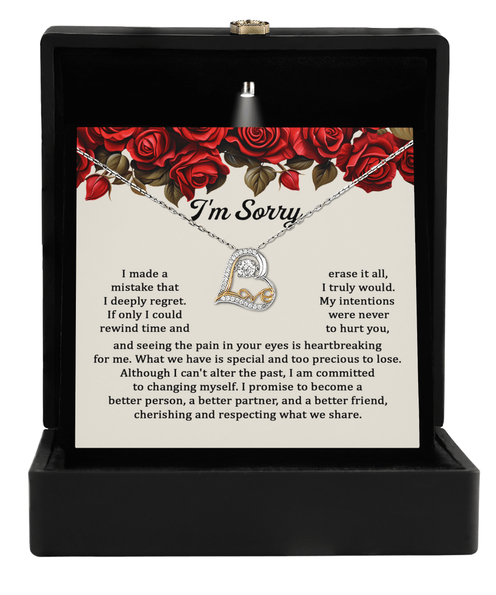 Apology Gift for Girlfriend, Wife - Sorry, Precious To Lose - Love Heart Pendant Necklace - Mallard Moon Gift Shop
