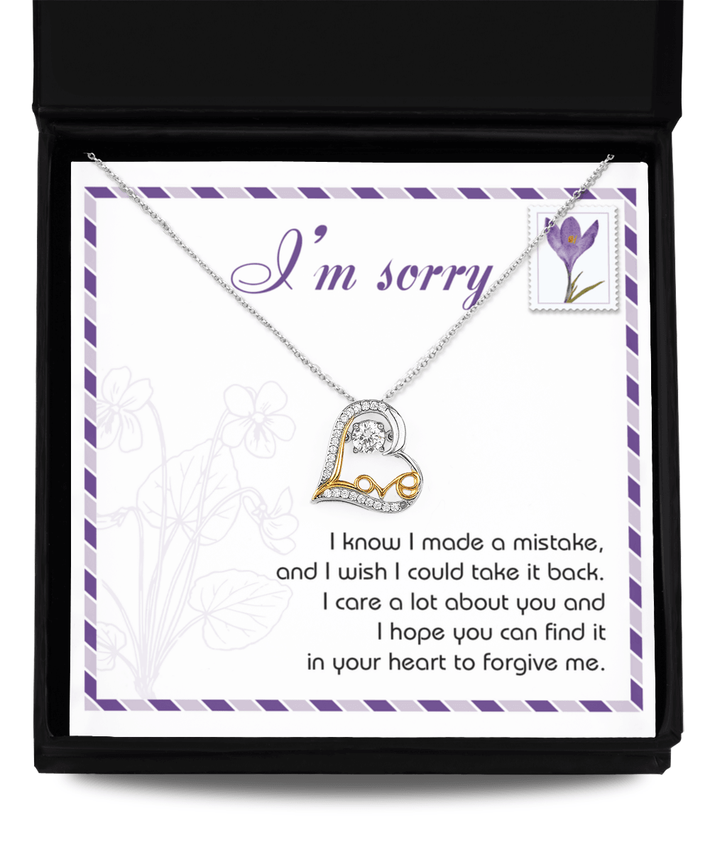 Gift for Girlfriend, Wife - Sorry, Take It Back - Love Heart Pendant Necklace - Mallard Moon Gift Shop