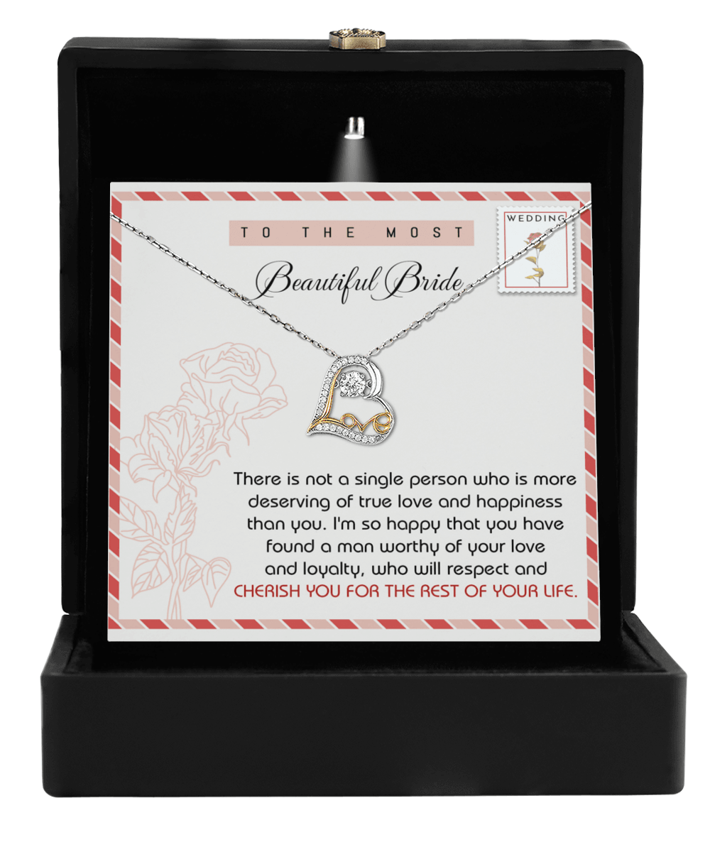 Gift for Bride Wedding Gift Dancing Love Heart Necklace - Mallard Moon Gift Shop