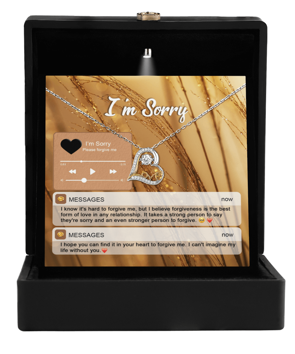 Apology Gift for Girlfriend, Wife, Soulmate - Sorry, Person To Forgive - Love Heart Pendant Necklace - Mallard Moon Gift Shop