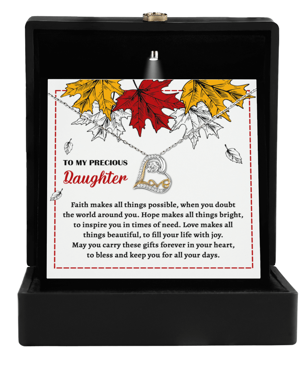 Daughter Birthday, Graduation, Christmas Gift - Fill Your Life - Love Dancing Heart Pendant Necklace - Mallard Moon Gift Shop