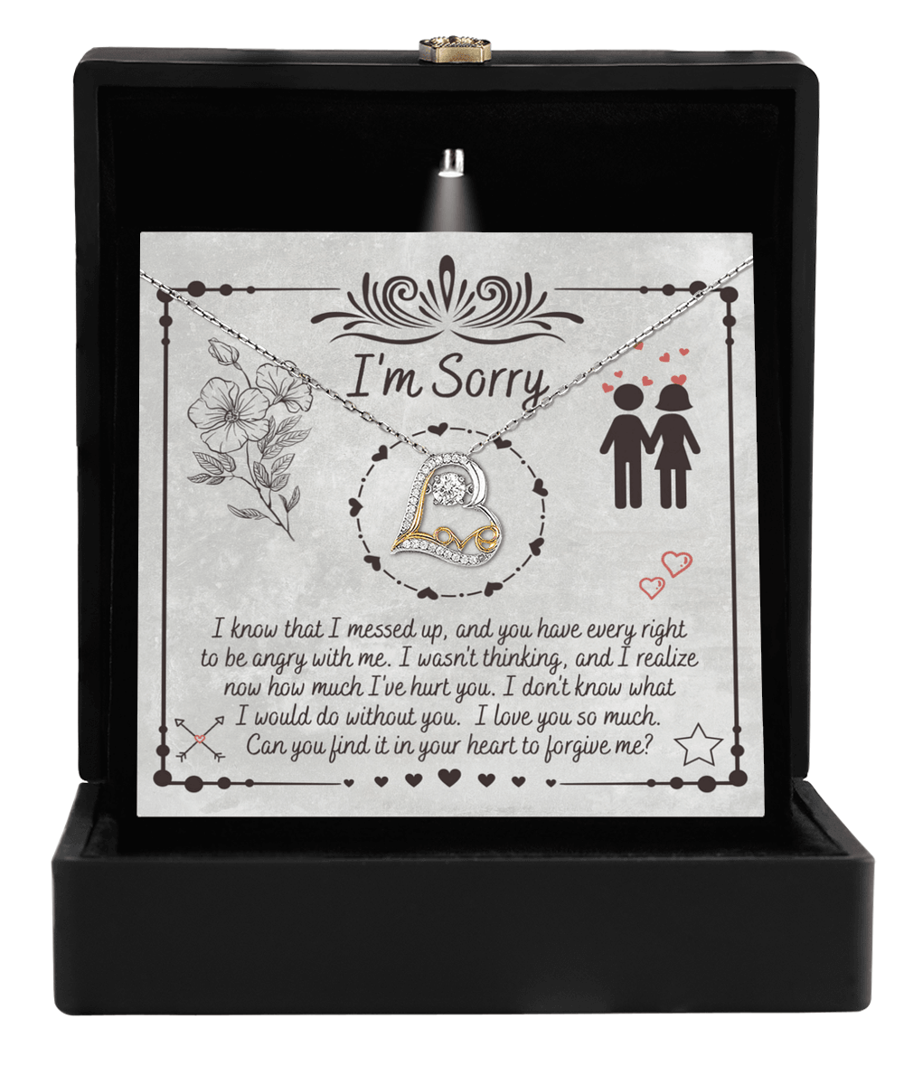 Apology Gift for Girlfriend, Wife, Soulmate - Sorry, I Would Do - Love Dancing Heart Pendant Necklace - Mallard Moon Gift Shop