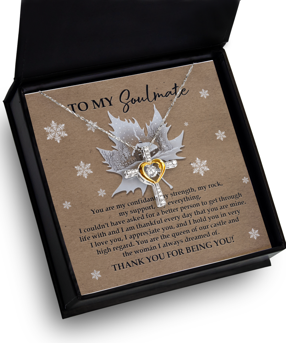 Soulmate, Wife, Girlfriend Romantic Gift - Our Castle - Dancing Cross Pendant Necklace - Mallard Moon Gift Shop