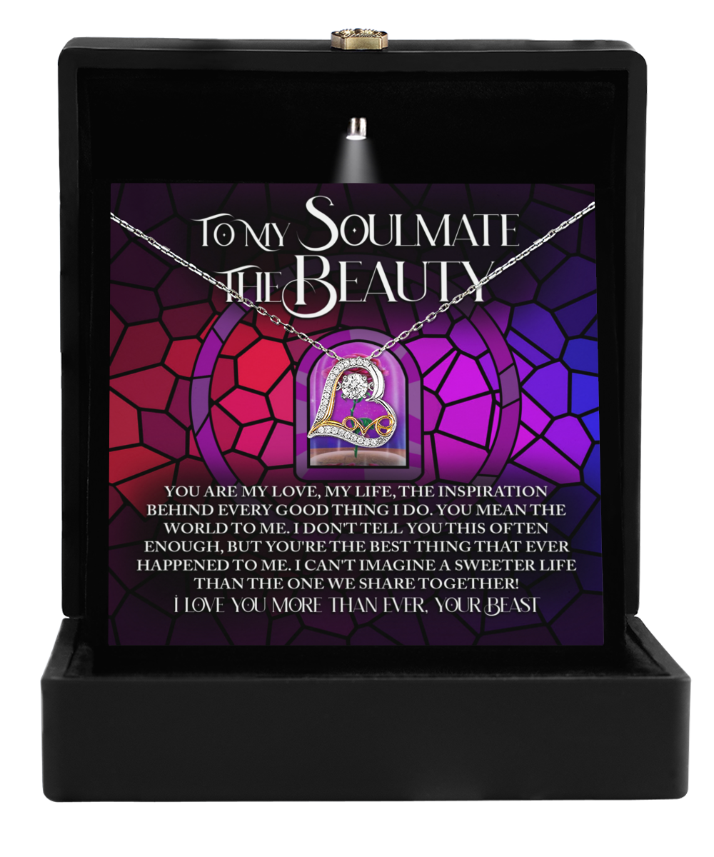 To My Soulmate: The Beauty - Love Dancing Heart Necklace – A Romantic Gift Inspired by Timeless Love and Devotion - Mallard Moon Gift Shop