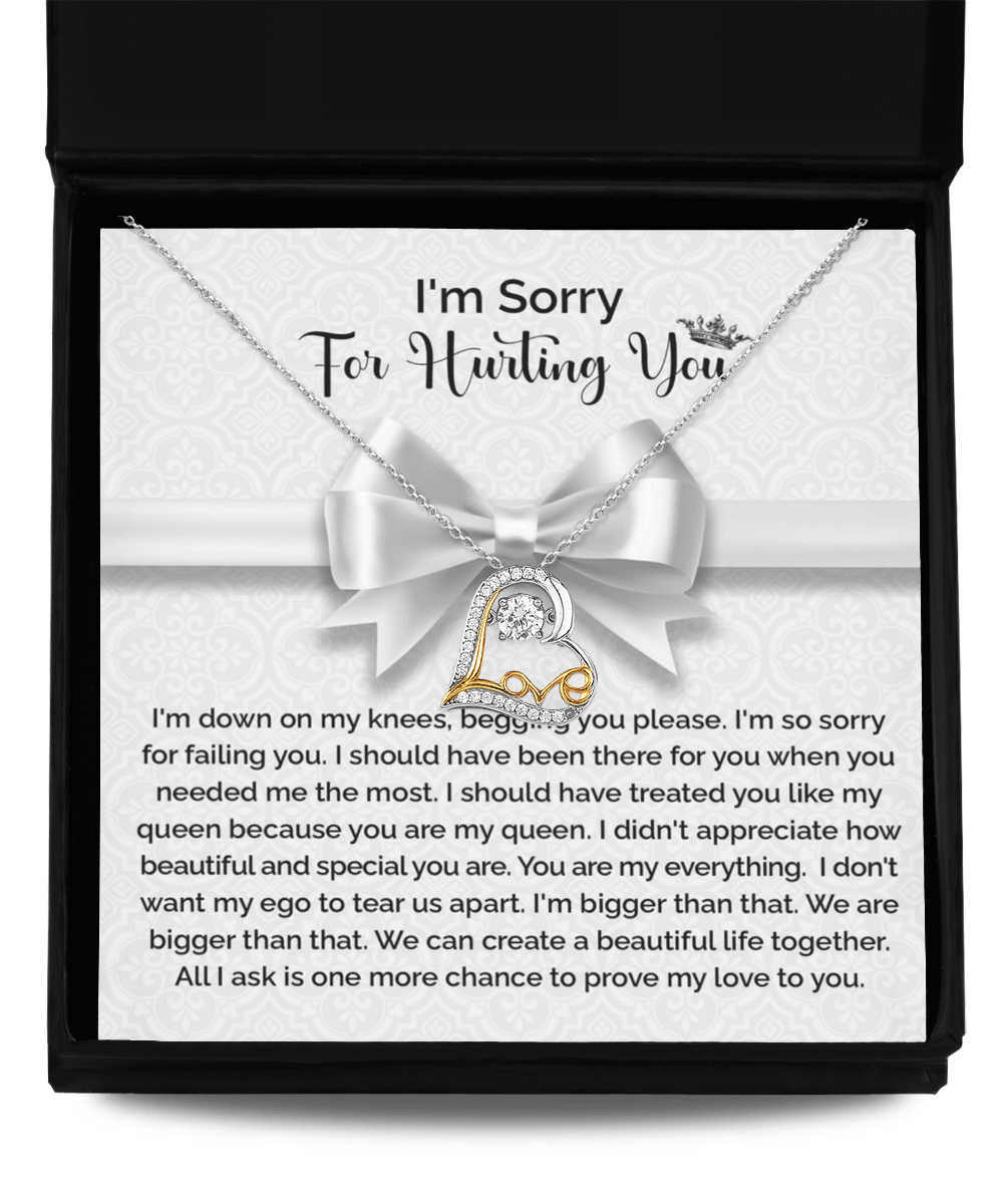 Apology Gift for Girlfriend, Wife, Soulmate - Sorry, My Queen - Love Dancing Heart Pendant Necklace - Mallard Moon Gift Shop