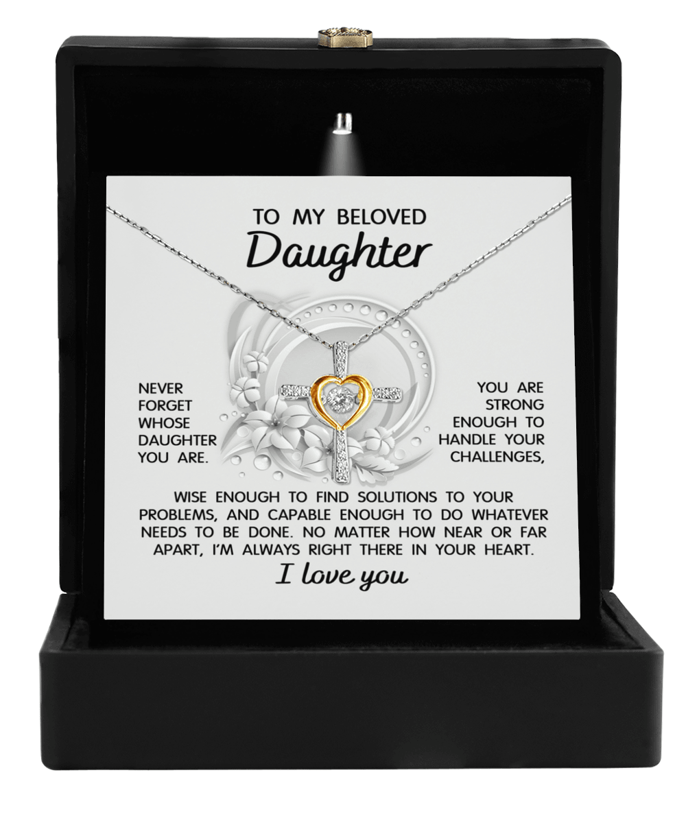 Daughter - I'm Always in Your Heart -Cross Pendant Necklace Wedding Birthday Graduation Gift - Mallard Moon Gift Shop